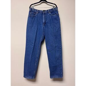 VTG - EDDIE BAUER Fleece Lined Jeans, Medium Wash, Zip Fly, Sz 35x32